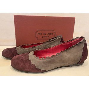 Rue Du Jour Italy Suede Ballet Flats Shoes Womens Size 9.5